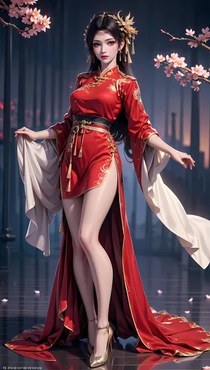 云韵红睡衣红旗袍229