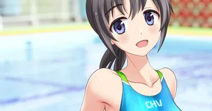 [たかふみ] 2025年描初め: 幾何学模様競泳娘