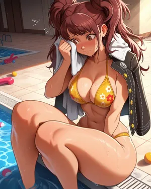 Kujikawa Rise | Poolside Classroom waifuinvoker ai generated