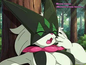 Meowscarada bored in forest