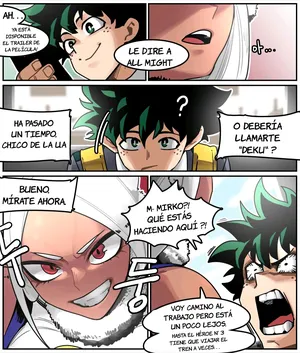 [Hello] Deku encuentra a Mirko en un tren y se la folla (Boku no Hero Academia) [Spanish] [JFairy Traslate]
