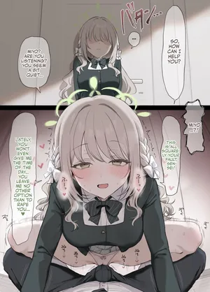 [Ajimu Satori] Renraku shitekurenai Sensei o Gaman no Genkai de Osocchau Miyo | Miyo Loses it and Rapes Sensei (Blue Archive) [English] [Team Rabu2]