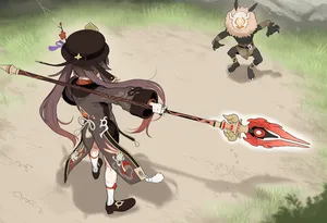 [Pixiv] ruiberuto (96013217)  - ふーたおとヒルチャールが仲良くなる話 [AI Generated]